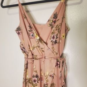 Ruffle drape high/low Floral dress